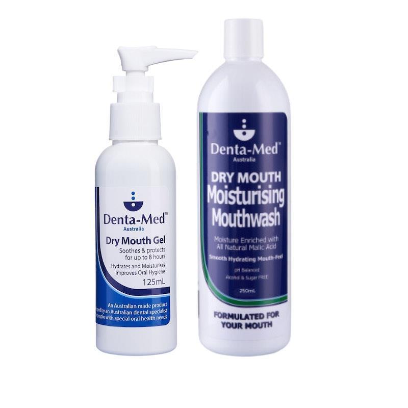 Denta-Med Dry Mouth Gel 125mL Pump Bottle & Moisturising Mouthwash 250mL Bottle Bundle