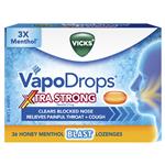 Vicks VapoDrops + Cough Xtra Strong Honey Menthol 36 Lozenges