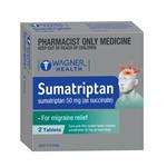 Sumatriptan Wagner Health 50mg Tablets 2 - Sumatriptan (S3)
