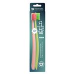 Grin Recycled Toothbrush Pro Ultimate Gentle Care Green & Pink Ultra Soft 2 Pack