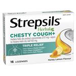 Strepsils Herbal Chesty Cough+ Lozenges Honey Lemon 16 Pack