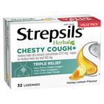 Strepsils Herbal Chesty Cough+ Lozenges Honey Lemon 32 Pack