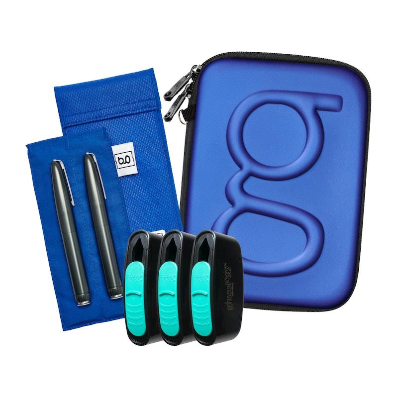 Glucology Travel Bundle Case - Classic, Blue/ 2 Pen Pouch - Blue/ 3 Sharps
