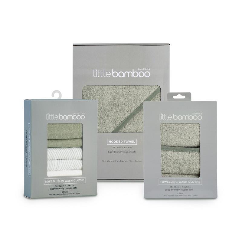 Little Bamboo Hooded Towel & Washers - Bayleaf Set product image