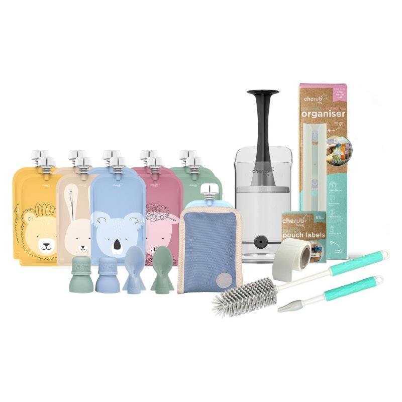 Cherub Baby On the Go Reusable Food Pouches | Bundle Kit | Cerulean & Sage Pack product image
