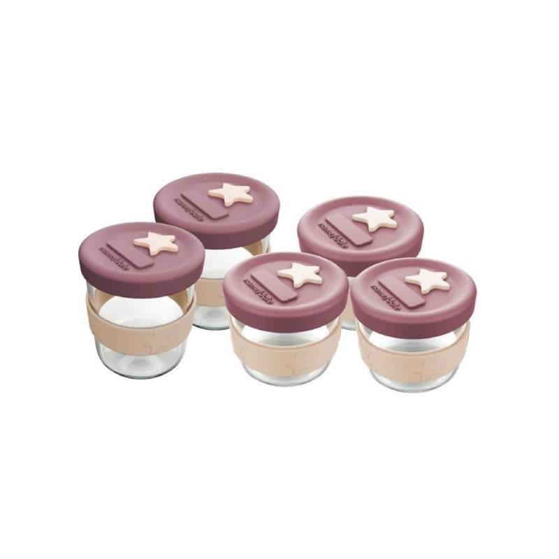 Cherub Baby Silicone & Glass Baby Food Containers 180ml & 120ml Dusty Rose & Sand 5 Pack
