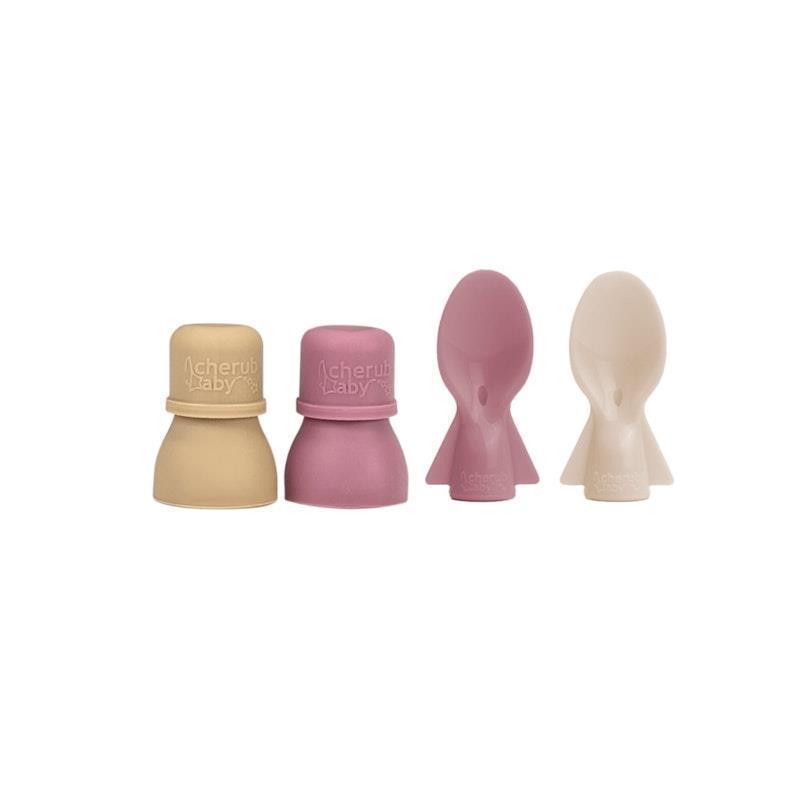 Cherub Baby Food Pouch Spoons & Spouts Bundle - Dusty Rose & Sand Pack