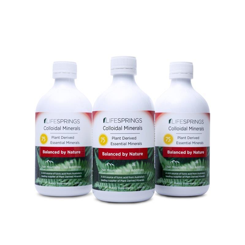 LifeSPRINGS 3x Colloidal Plant Derived Minerals 500ml Bundle