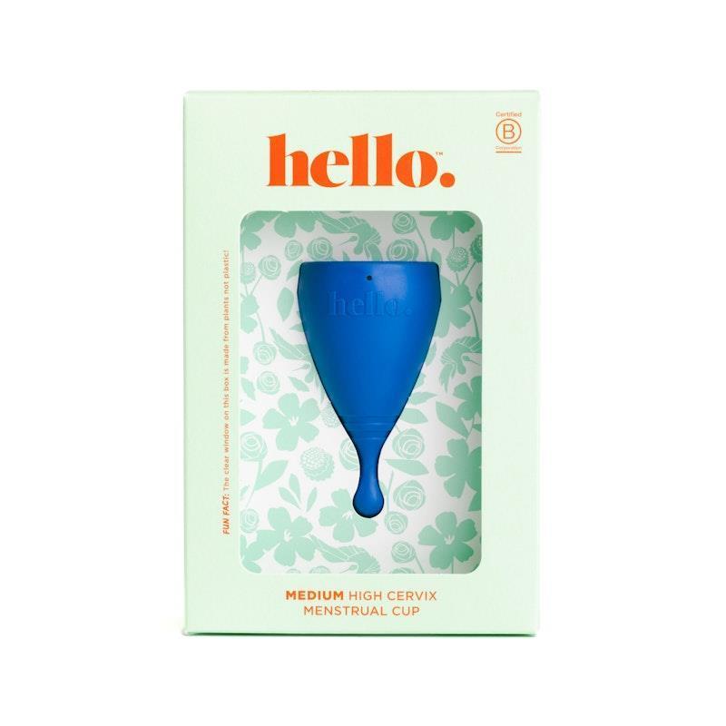 Hello Period High Cervix Cup Bright Blue MED product image