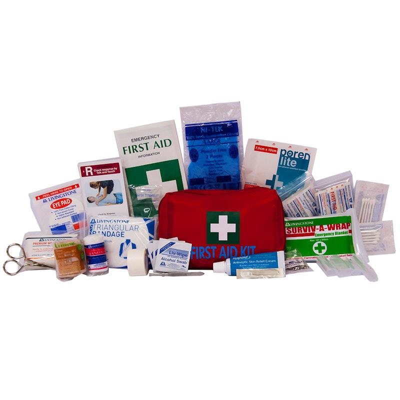 Livingstone Work Vehicle First Aid Kit In Red Nylon Pouch Bundle
