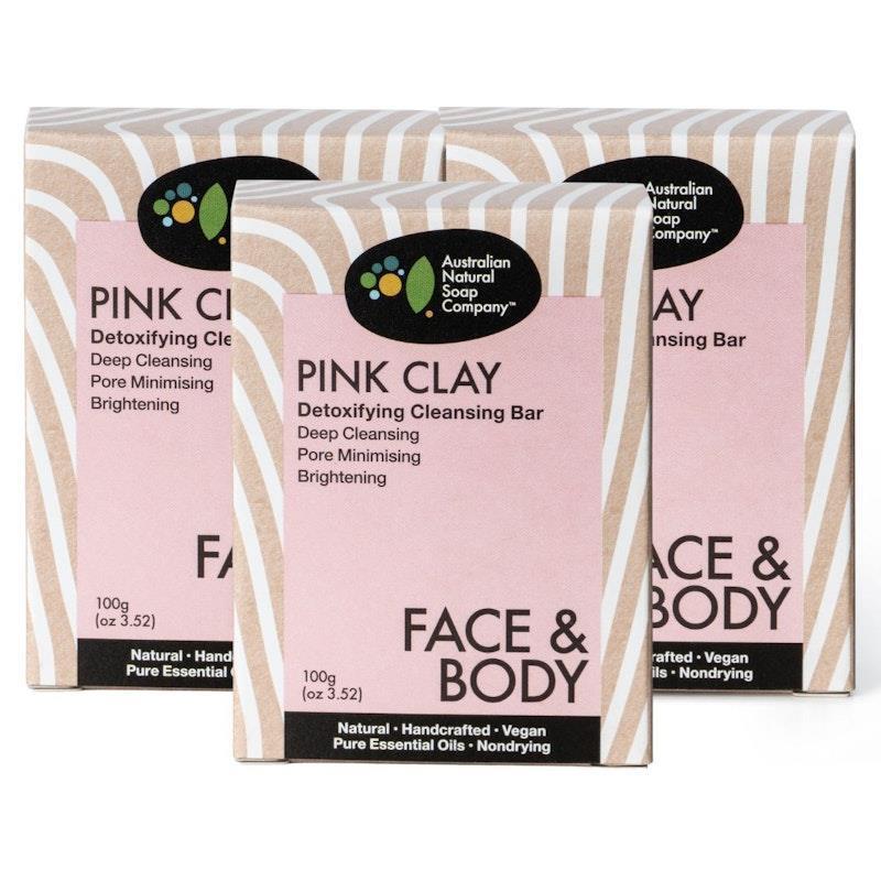 Australian Natural Soap Company Pink Clay Detoxifying Cleanser 3Pack product image