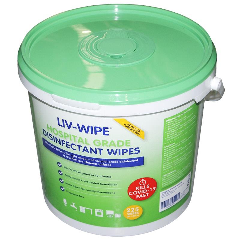 Buy LivWipe Hospital Grade Sanitiser Disinfectant Wipes 225 Wipes 1tub
