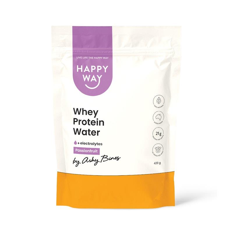 Happy Way Ashy Bines Passionfruit Whey Protein Water Powder 420g product image