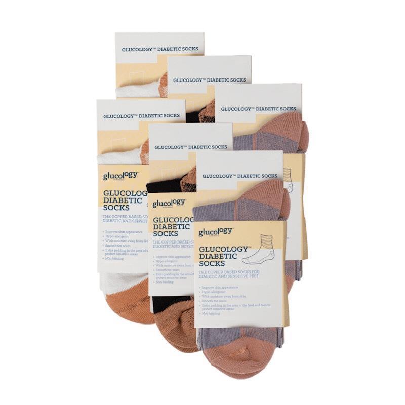 Glucology 6 Pack Mixed Classic Socks - Black White Grey Large product image