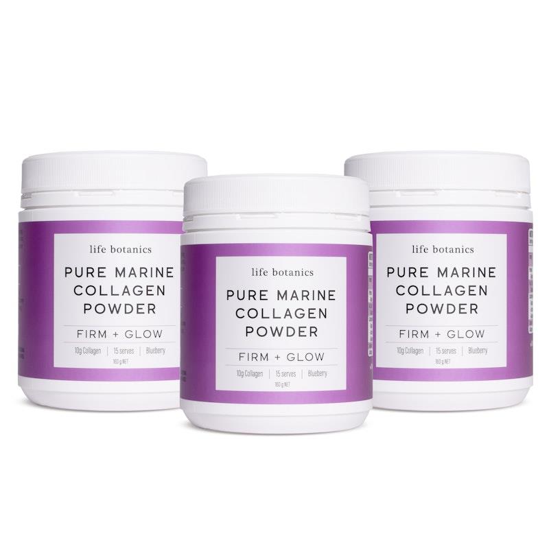 Life Botanics Pure Marine Collagen Powder Blueberry 160g x3 Pack