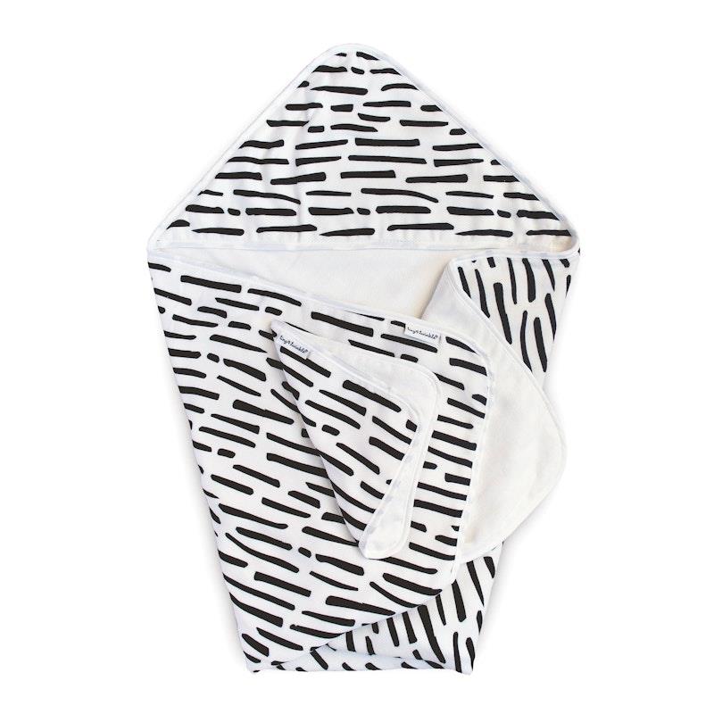 Tiny Twinkle Hooded Towel and Washcloth Set Ink Strokes product image