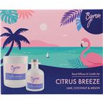 Byron Citrus Breeze Candle 160g & Reed Diffuser 75ml Xmas Gift Set