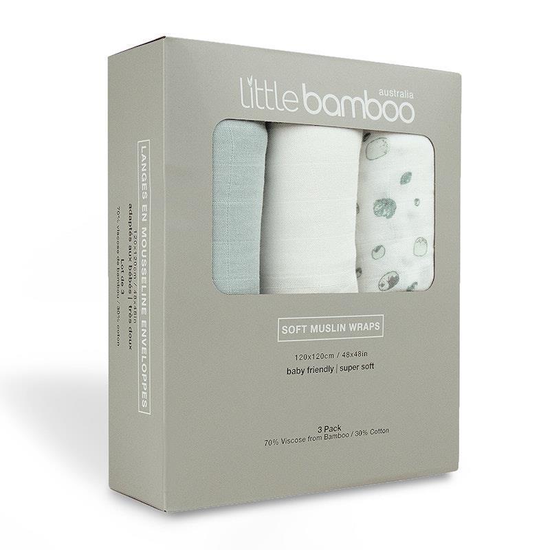 Little Bamboo Muslin Wraps 3Pk Whisper product image