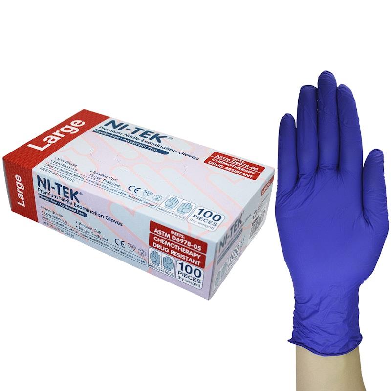 Buy NI-TEK Nitrile Accelerator Free Powder Free Gloves 100 Box Large ...