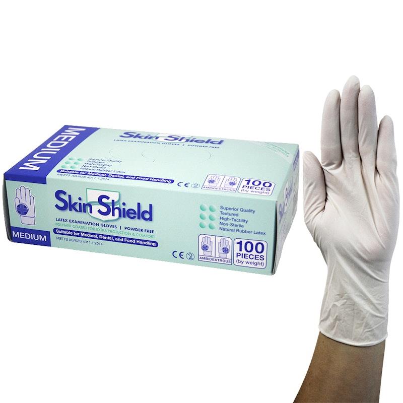 Skin Shield Powder Free Latex Gloves Medium 100 Pieces/Box product image