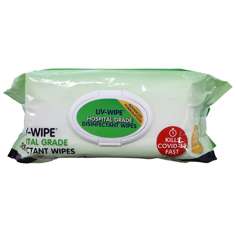 Liv-Wipe Hospital Grade Sanitiser Disinfectant Wipes 22 x 28cm 150 Pieces/Box