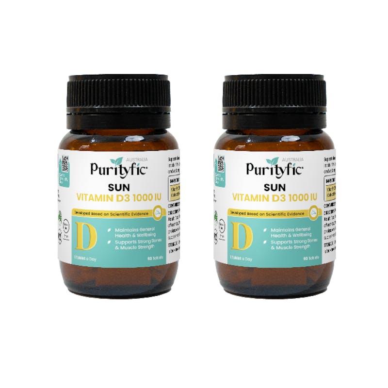 PURITYFIC Sun Vitamin D3 1000 IU (2 Bottles) Bundle product image
