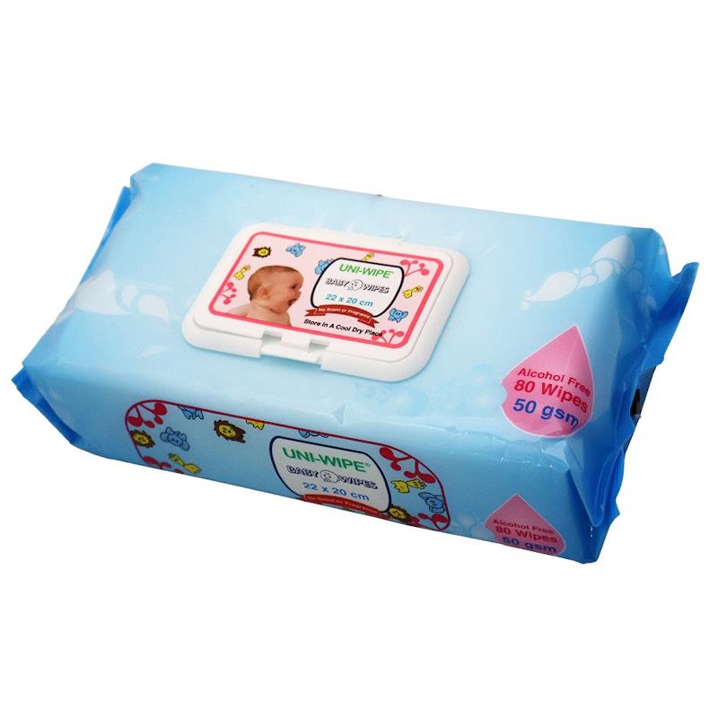 Uni-Wipe Unscented Alcohol Free Baby Wipes 80 Wipes Pack