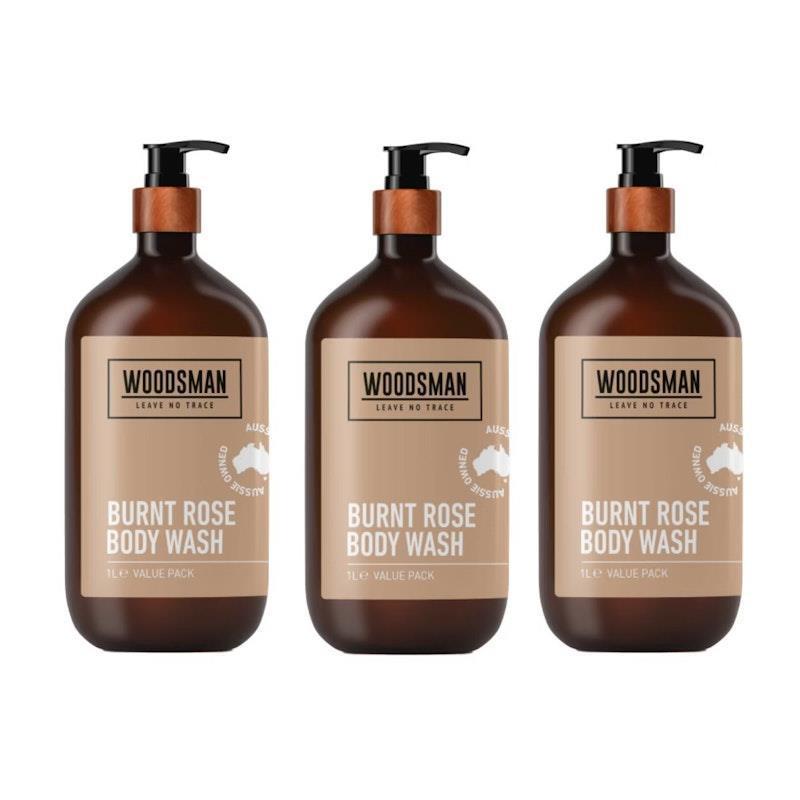 Woodsman Burnt Rose Body Wash 1L 3 Pack product image