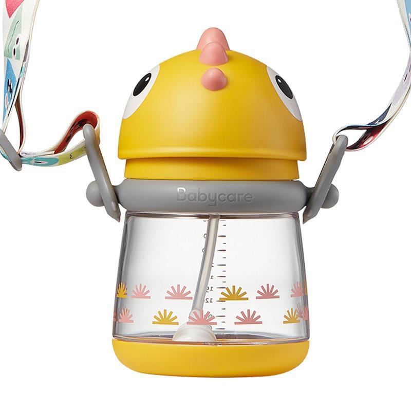 Bc Babycare T-REX TOBY Weighted Straw Sippy Cup 300ml (with Strap) Yellow