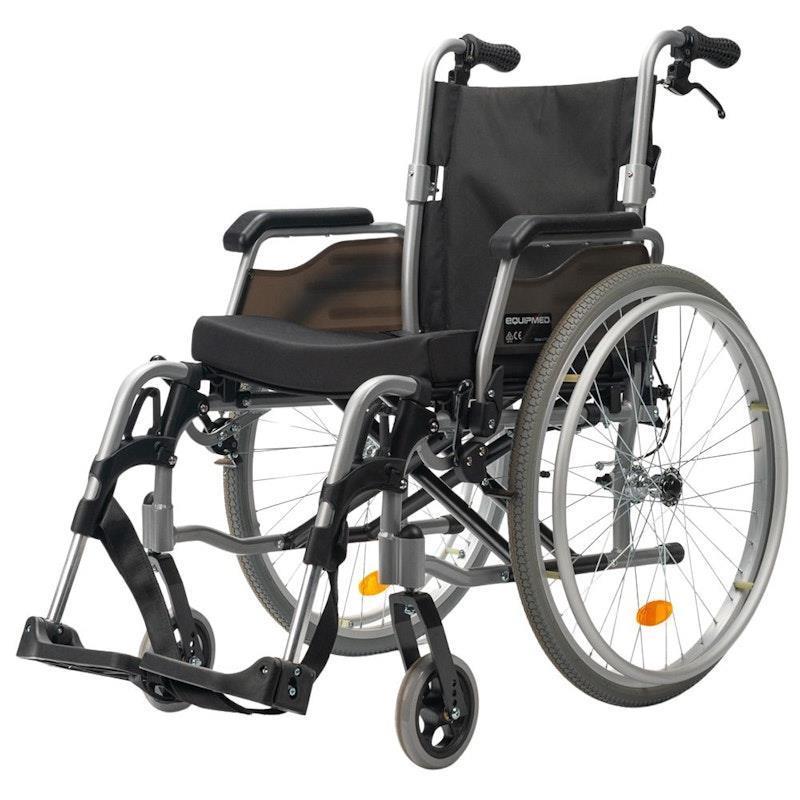 Equipmed 24 Inch Folding Wheelchair Alloy with Brakes Black