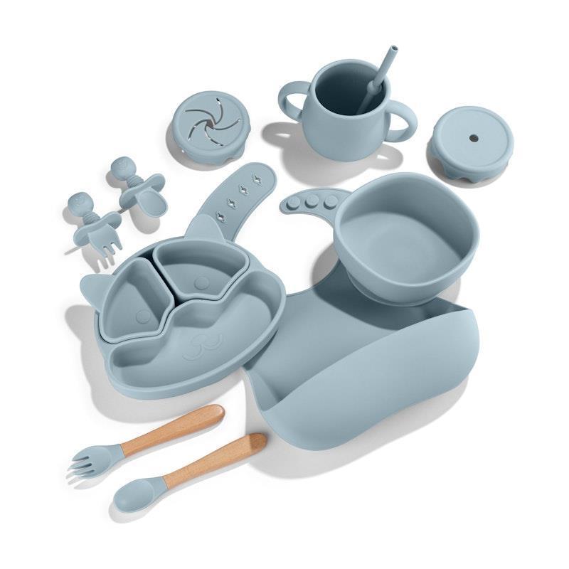 Zoe Sage Silicone Baby Feeding Set 11pc Bundle Rock Blue