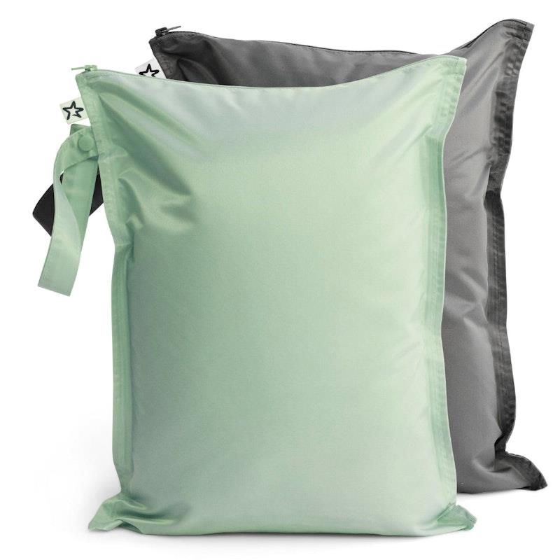 Tiny Twinkle Mess Proof Wet Bag 2 Pack Sage & Charcoal product image