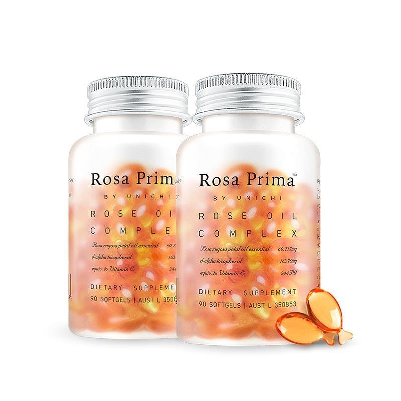 Unichi Rosa Prima Rose Oil Complex 90 Softgels 2Pack