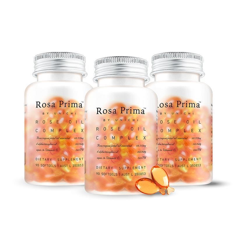 Buy Unichi Rosa Prima Rose Oil Complex 90 Softgels 3Pack online at ...