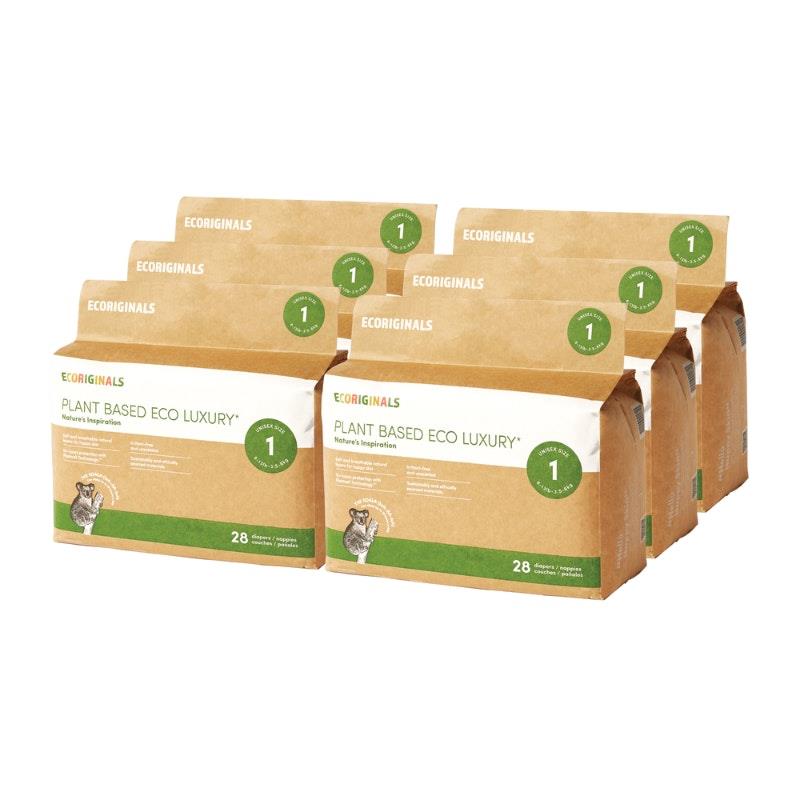 Ecoriginals 6 Packs of Nappies Newborn Plus (3.5-6kg)