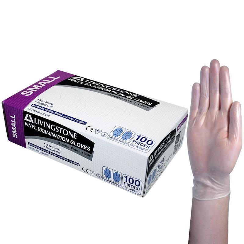 Livingstone Vinyl Examination Gloves ASTM Powder Free Small 100 Pieces/Box product image