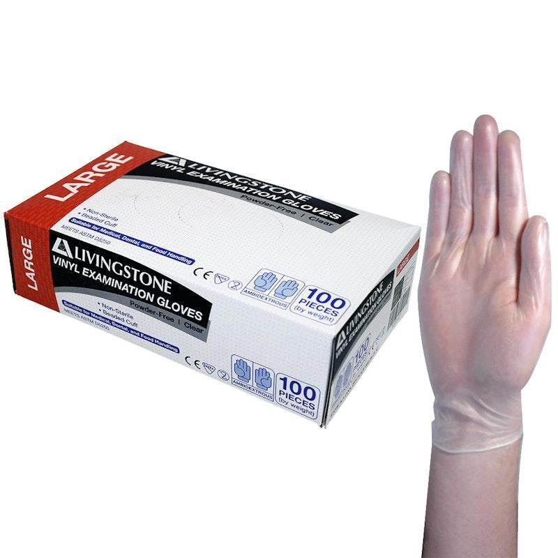 Livingstone Vinyl Examination Gloves ASTM Powder Free Large 100 Pieces/Box product image