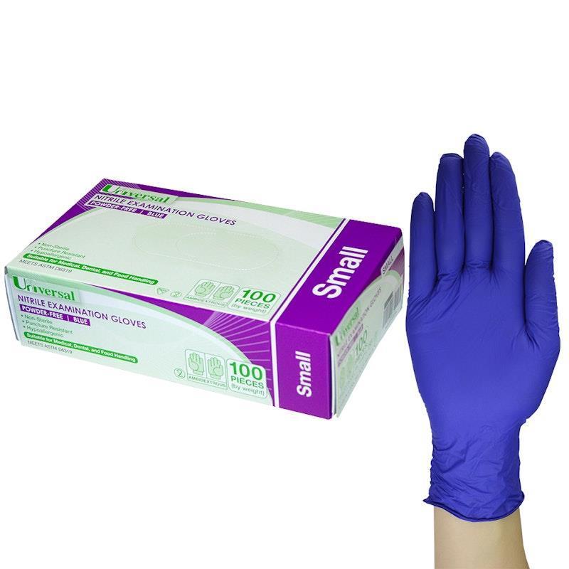 Universal Nitrile Examination Gloves ASTM Powder Free Small 100 Pieces/Box product image