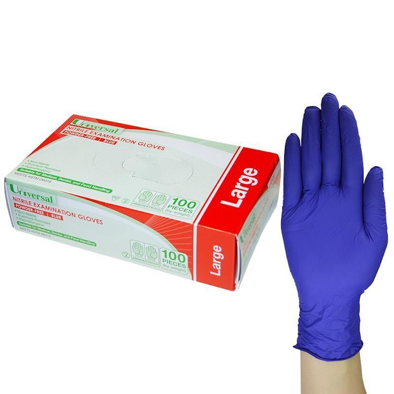 Buy Universal Nitrile Examination Gloves ASTM Powder Free Large