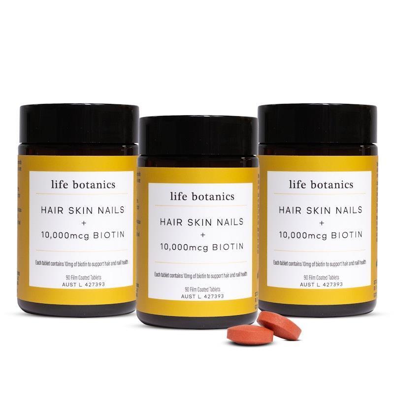 Life Botanics Hair Skin Nails + 10,000mcg Biotin 3x90 Pack product image