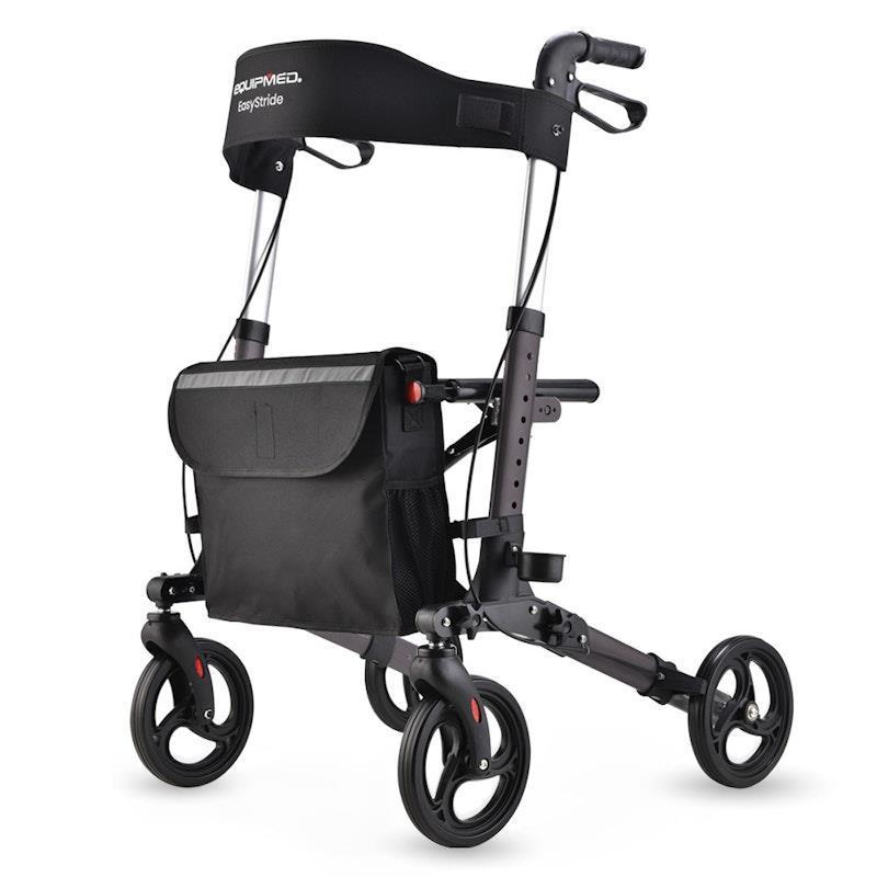 Equipmed Foldable Aluminium Walking Frame Rollator Titanium Colour product image