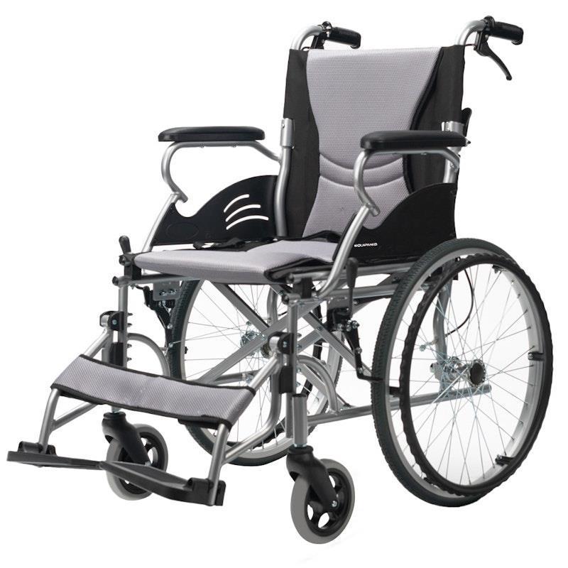 Equipmed Folding Aluminium Wheelchair Grey & Black
