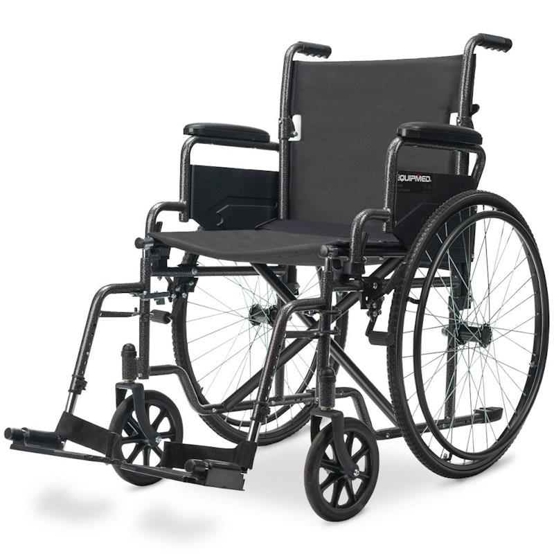 Equipmed 24 Inch Folding Wheelchair X-Large Dark Grey