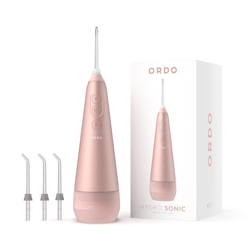 ORDO Hydro Sonic Water Flosser & 3x Floss Tips Dental Selection Bundle Rose Gold