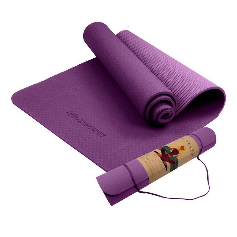 Powertrain TPE Yoga Pilates Exercise Mat 6mm Purple