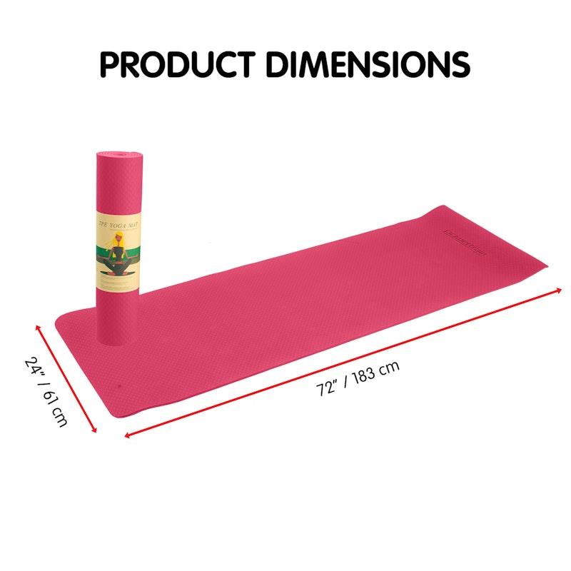 Buy Powertrain TPE Yoga Pilates Exercise Mat 6mm Rose Pink online