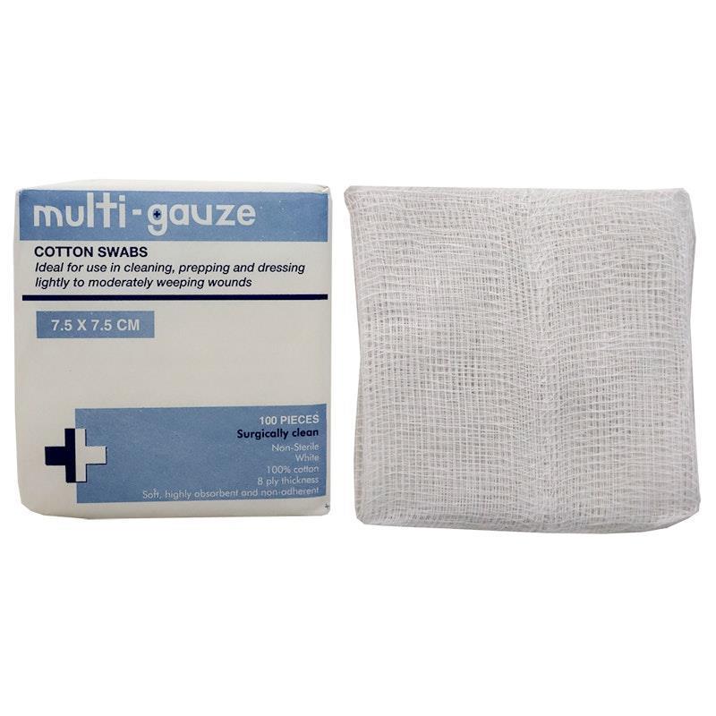 Livingstone Gauze Swabs 8 ply Cotton Non-Sterile 7.5 x 7.5 cm 100 Pieces/Box