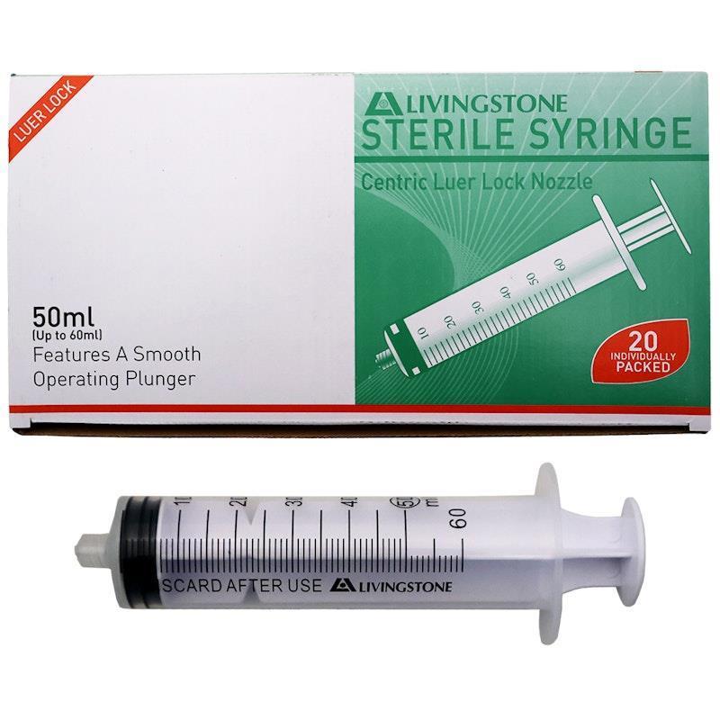 Livingstone Syringe Luer Lock Tip 50ml 20 Pieces/Box product image