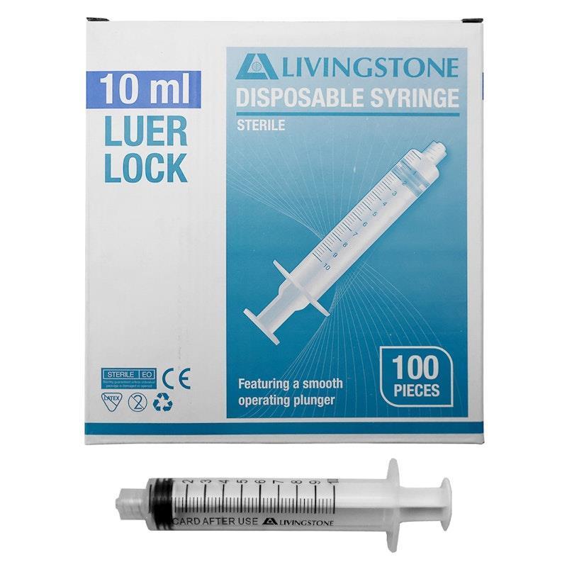 Livingstone Syringe Luer Lock Tip 10ml 100 Pieces/Box