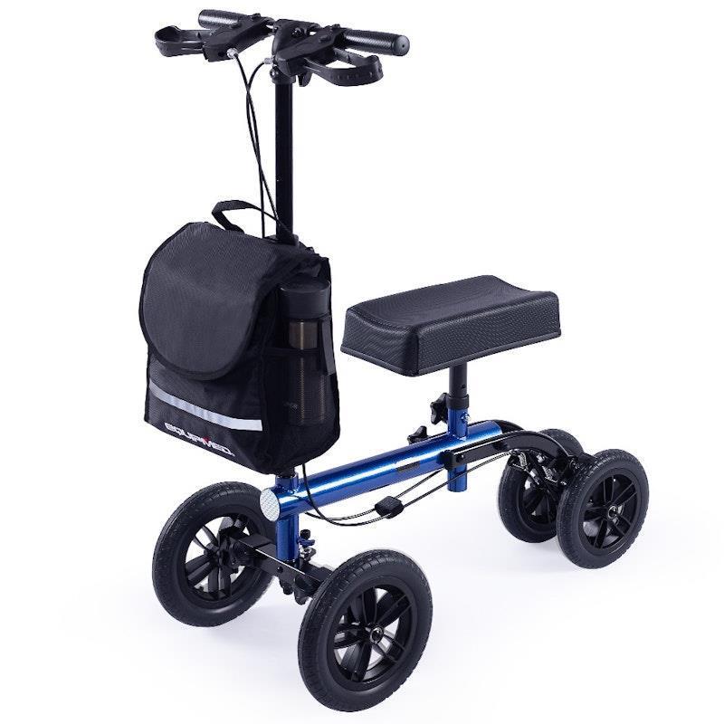 Equipmed Knee Scooter Walker 10 Inch Tyres With Dual Breakes & Bag Blue product image